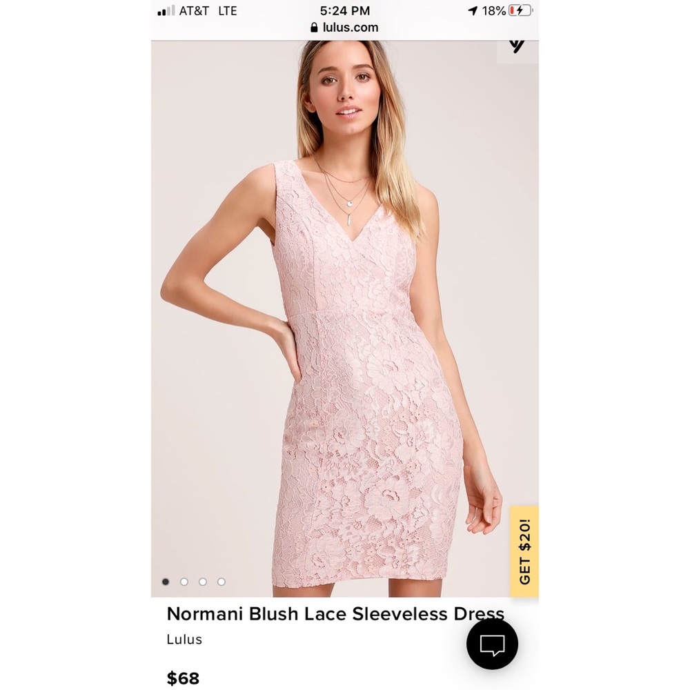 NWT Lulus Blush Lace Sleeveless Dress